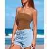 imageBTFBM Womens Strapless Tube Tops Spring Summer Clothes 2026 Trendy Casual Ruched Stretchy Going Out Bodycon Bandeau TopBrown