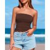 imageBTFBM Womens Strapless Tube Tops Spring Summer Clothes 2026 Trendy Casual Ruched Stretchy Going Out Bodycon Bandeau TopCoffee
