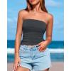 imageBTFBM Womens Strapless Tube Tops Spring Summer Clothes 2026 Trendy Casual Ruched Stretchy Going Out Bodycon Bandeau TopDark Grey