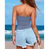 imageBTFBM Womens Strapless Tube Tops Spring Summer Clothes 2026 Trendy Casual Ruched Stretchy Going Out Bodycon Bandeau TopGrey Blue