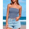 imageBTFBM Womens Strapless Tube Tops Spring Summer Clothes 2026 Trendy Casual Ruched Stretchy Going Out Bodycon Bandeau TopGrey Blue
