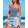 imageBTFBM Womens Strapless Tube Tops Spring Summer Clothes 2026 Trendy Casual Ruched Stretchy Going Out Bodycon Bandeau TopGrey Blue