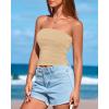 imageBTFBM Womens Strapless Tube Tops Spring Summer Clothes 2026 Trendy Casual Ruched Stretchy Going Out Bodycon Bandeau TopKhaki
