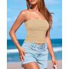 imageBTFBM Womens Strapless Tube Tops Spring Summer Clothes 2026 Trendy Casual Ruched Stretchy Going Out Bodycon Bandeau TopKhaki