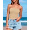 imageBTFBM Womens Strapless Tube Tops Spring Summer Clothes 2026 Trendy Casual Ruched Stretchy Going Out Bodycon Bandeau TopKhaki