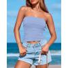 imageBTFBM Womens Strapless Tube Tops Spring Summer Clothes 2026 Trendy Casual Ruched Stretchy Going Out Bodycon Bandeau TopLight Blue