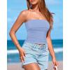 imageBTFBM Womens Strapless Tube Tops Spring Summer Clothes 2026 Trendy Casual Ruched Stretchy Going Out Bodycon Bandeau TopLight Blue