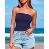 imageBTFBM Womens Strapless Tube Tops Spring Summer Clothes 2026 Trendy Casual Ruched Stretchy Going Out Bodycon Bandeau TopNavy