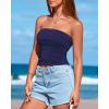 imageBTFBM Womens Strapless Tube Tops Spring Summer Clothes 2026 Trendy Casual Ruched Stretchy Going Out Bodycon Bandeau TopNavy