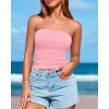 imageBTFBM Womens Strapless Tube Tops Spring Summer Clothes 2026 Trendy Casual Ruched Stretchy Going Out Bodycon Bandeau TopPink