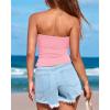 imageBTFBM Womens Strapless Tube Tops Spring Summer Clothes 2026 Trendy Casual Ruched Stretchy Going Out Bodycon Bandeau TopPink