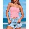 imageBTFBM Womens Strapless Tube Tops Spring Summer Clothes 2026 Trendy Casual Ruched Stretchy Going Out Bodycon Bandeau TopPink