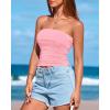 imageBTFBM Womens Strapless Tube Tops Spring Summer Clothes 2026 Trendy Casual Ruched Stretchy Going Out Bodycon Bandeau TopPink