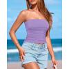 imageBTFBM Womens Strapless Tube Tops Spring Summer Clothes 2026 Trendy Casual Ruched Stretchy Going Out Bodycon Bandeau TopPurple