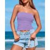 imageBTFBM Womens Strapless Tube Tops Spring Summer Clothes 2026 Trendy Casual Ruched Stretchy Going Out Bodycon Bandeau TopPurple