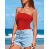 imageBTFBM Womens Strapless Tube Tops Spring Summer Clothes 2026 Trendy Casual Ruched Stretchy Going Out Bodycon Bandeau TopRed