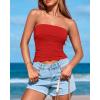 imageBTFBM Womens Strapless Tube Tops Spring Summer Clothes 2026 Trendy Casual Ruched Stretchy Going Out Bodycon Bandeau TopRed