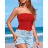 imageBTFBM Womens Strapless Tube Tops Spring Summer Clothes 2026 Trendy Casual Ruched Stretchy Going Out Bodycon Bandeau TopRed
