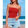 imageBTFBM Womens Strapless Tube Tops Spring Summer Clothes 2026 Trendy Casual Ruched Stretchy Going Out Bodycon Bandeau TopRed
