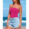 imageBTFBM Womens Strapless Tube Tops Spring Summer Clothes 2026 Trendy Casual Ruched Stretchy Going Out Bodycon Bandeau TopRose Red