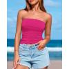 imageBTFBM Womens Strapless Tube Tops Spring Summer Clothes 2026 Trendy Casual Ruched Stretchy Going Out Bodycon Bandeau TopRose Red