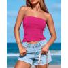 imageBTFBM Womens Strapless Tube Tops Spring Summer Clothes 2026 Trendy Casual Ruched Stretchy Going Out Bodycon Bandeau TopRose Red