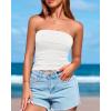 imageBTFBM Womens Strapless Tube Tops Spring Summer Clothes 2026 Trendy Casual Ruched Stretchy Going Out Bodycon Bandeau TopWhite