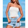 imageBTFBM Womens Strapless Tube Tops Spring Summer Clothes 2026 Trendy Casual Ruched Stretchy Going Out Bodycon Bandeau TopWhite