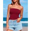imageBTFBM Womens Strapless Tube Tops Spring Summer Clothes 2026 Trendy Casual Ruched Stretchy Going Out Bodycon Bandeau TopWine Red