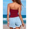 imageBTFBM Womens Strapless Tube Tops Spring Summer Clothes 2026 Trendy Casual Ruched Stretchy Going Out Bodycon Bandeau TopWine Red
