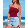 imageBTFBM Womens Strapless Tube Tops Spring Summer Clothes 2026 Trendy Casual Ruched Stretchy Going Out Bodycon Bandeau TopWine Red