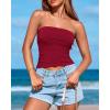 imageBTFBM Womens Strapless Tube Tops Spring Summer Clothes 2026 Trendy Casual Ruched Stretchy Going Out Bodycon Bandeau TopWine Red