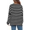 imageBTFBM Womens Striped Knit Sweaters 2026 Spring Fall Boat Neck Off Shoulder Long Sleeve Oversized Casual Pullover TopsStriped Black White