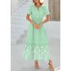imageBTFBM Womens Summer Dresses 2026 Casual Short Sleeve Elastic Waist Flowy Beach Vacation Floral Boho Maxi Dress PocketsGrey Green White Flower