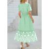 imageBTFBM Womens Summer Dresses 2026 Casual Short Sleeve Elastic Waist Flowy Beach Vacation Floral Boho Maxi Dress PocketsGrey Green White Flower