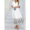 imageBTFBM Womens Summer Dresses 2026 Casual Short Sleeve Elastic Waist Flowy Beach Vacation Floral Boho Maxi Dress PocketsWhite Black Flower