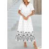 imageBTFBM Womens Summer Dresses 2026 Casual Short Sleeve Elastic Waist Flowy Beach Vacation Floral Boho Maxi Dress PocketsWhite Black Flower