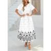 imageBTFBM Womens Summer Dresses 2026 Casual Short Sleeve Elastic Waist Flowy Beach Vacation Floral Boho Maxi Dress PocketsWhite Black Flower