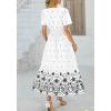 imageBTFBM Womens Summer Dresses 2026 Casual Short Sleeve Elastic Waist Flowy Beach Vacation Floral Boho Maxi Dress PocketsWhite Black Flower
