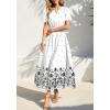 imageBTFBM Womens Summer Dresses 2026 Casual Short Sleeve Elastic Waist Flowy Beach Vacation Floral Boho Maxi Dress PocketsWhite Black Flower