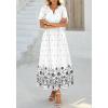 imageBTFBM Womens Summer Dresses 2026 Casual Short Sleeve Elastic Waist Flowy Beach Vacation Floral Boho Maxi Dress PocketsWhite Black Flower