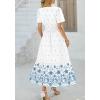 imageBTFBM Womens Summer Dresses 2026 Casual Short Sleeve Elastic Waist Flowy Beach Vacation Floral Boho Maxi Dress PocketsWhite Blue Flower