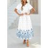 imageBTFBM Womens Summer Dresses 2026 Casual Short Sleeve Elastic Waist Flowy Beach Vacation Floral Boho Maxi Dress PocketsWhite Blue Flower