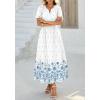 imageBTFBM Womens Summer Dresses 2026 Casual Short Sleeve Elastic Waist Flowy Beach Vacation Floral Boho Maxi Dress PocketsWhite Blue Flower