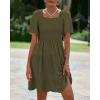 imageBTFBM Womens Summer Smocked Mini Dress Spring Square Neck Flutter Sleeve Casual Ruffle Swing Boho Beach Dresses PocketsArmy Green