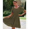 imageBTFBM Womens Summer Smocked Mini Dress Spring Square Neck Flutter Sleeve Casual Ruffle Swing Boho Beach Dresses PocketsArmy Green