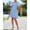 imageBTFBM Womens Summer Smocked Mini Dress Spring Square Neck Flutter Sleeve Casual Ruffle Swing Boho Beach Dresses PocketsLight Blue
