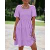imageBTFBM Womens Summer Smocked Mini Dress Spring Square Neck Flutter Sleeve Casual Ruffle Swing Boho Beach Dresses PocketsLight Purple