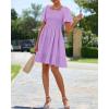 imageBTFBM Womens Summer Smocked Mini Dress Spring Square Neck Flutter Sleeve Casual Ruffle Swing Boho Beach Dresses PocketsLight Purple