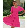 imageBTFBM Womens Summer Smocked Mini Dress Spring Square Neck Flutter Sleeve Casual Ruffle Swing Boho Beach Dresses PocketsRose Red
